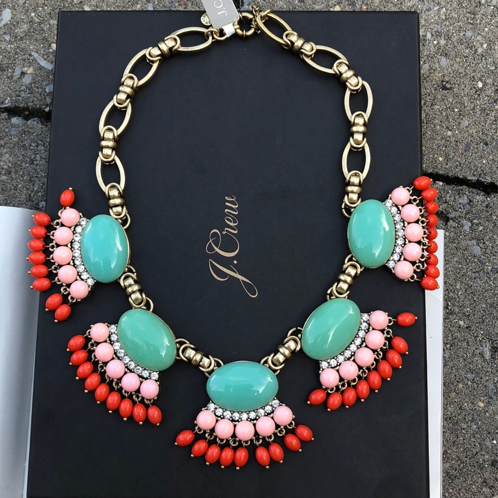 NWT J. Crew Fan Fringe Statement Necklace